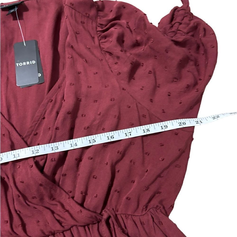 NEW TORRID Women's Midi Swiss Linen Wrap Surplice Dress size M/L - Picture 8 of 12